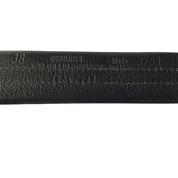 Danbury EVP Mens Black Leather Belt Golden Square Buckle Size 38 Z26 - Picture 2 of 6